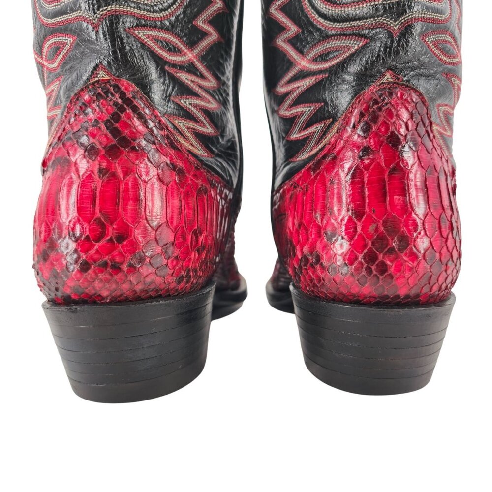 Vintage Mens size 11.5D Red Python Exotic Snakeskin Leather Cowboy Western Boots - Picture 12 of 16